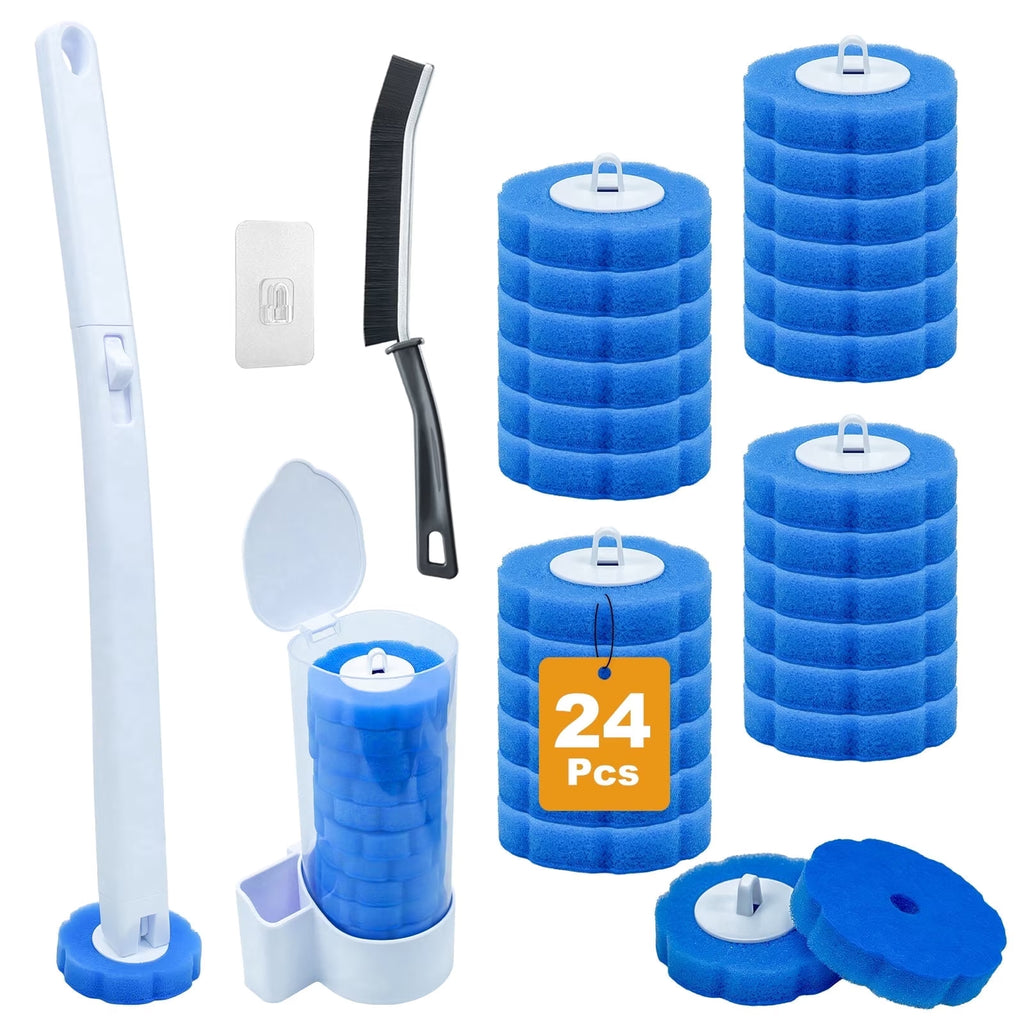 Toilet Bowl Brush Set with 24 Refills