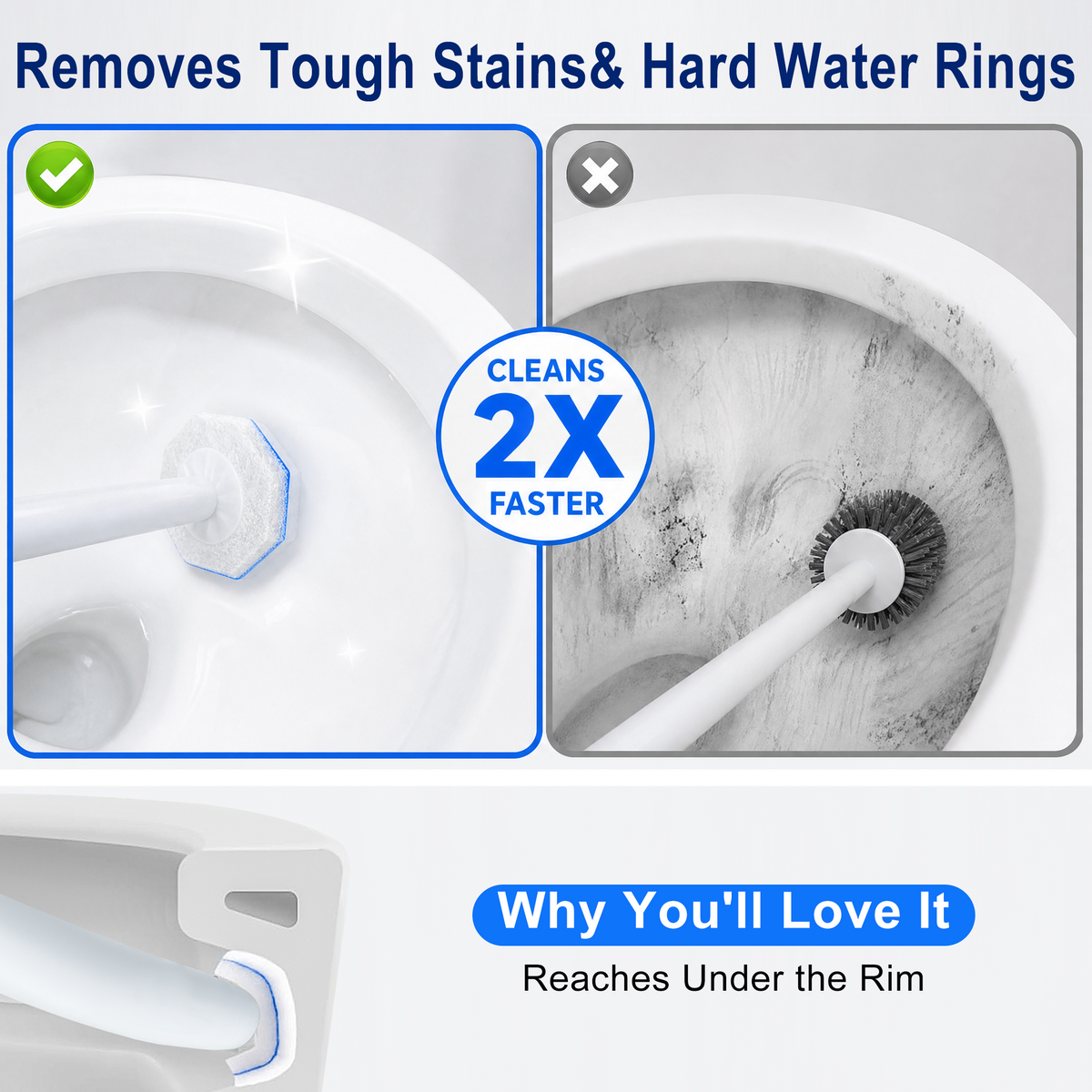 ZQZIQI 80 Count Toilet Wand Refills for Clorox Toilet Wand, 10X Cleaning Power to Toilet Bowl, High-Density Disposable Toilet Brush Scrubber