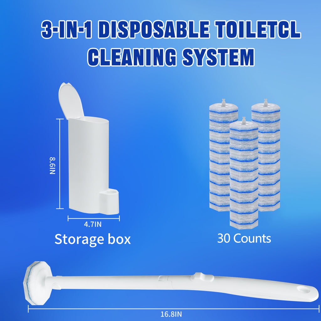 30 Pack Toilet Brushes Wand Refills Kit Compatible with Clorox, Instant Foam Cleaning, Secure Lock No Slipping, Odor Neutralizing, Easy Snap-On Design