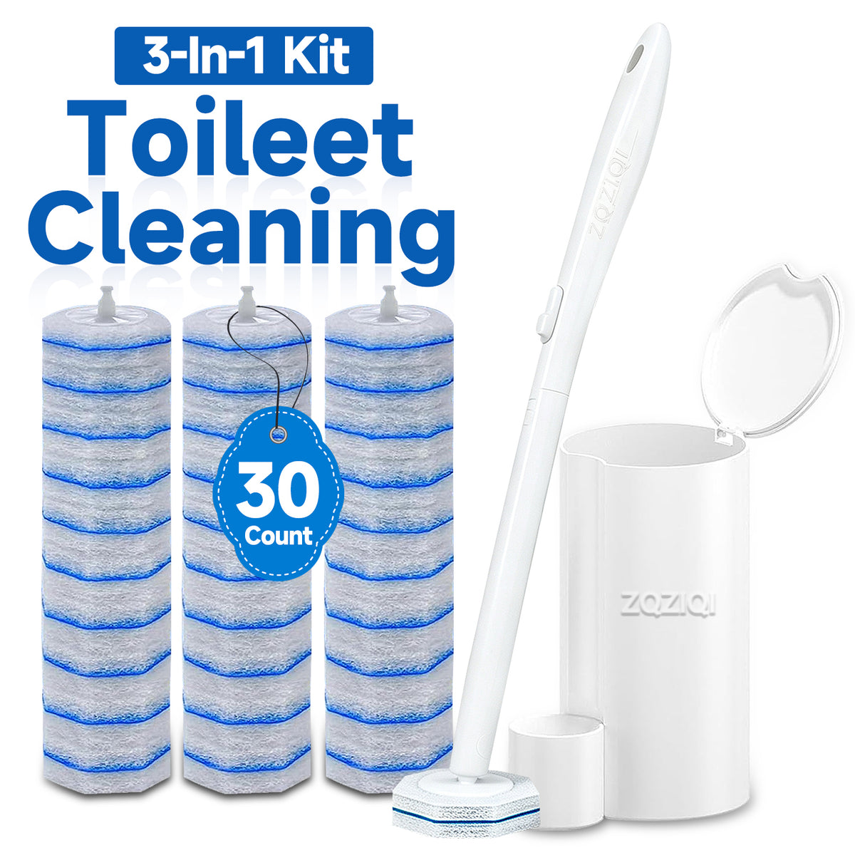 30 Pack Toilet Brushes Wand Refills Kit Compatible with Clorox, Instant Foam Cleaning, Secure Lock No Slipping, Odor Neutralizing, Easy Snap-On Design