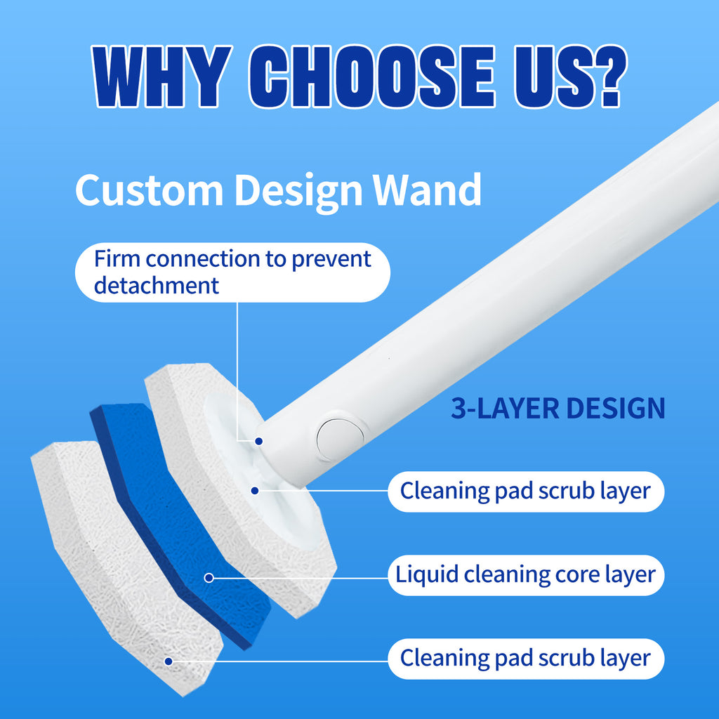 30 Pack Toilet Brushes Wand Refills Kit Compatible with Clorox, Instant Foam Cleaning, Secure Lock No Slipping, Odor Neutralizing, Easy Snap-On Design