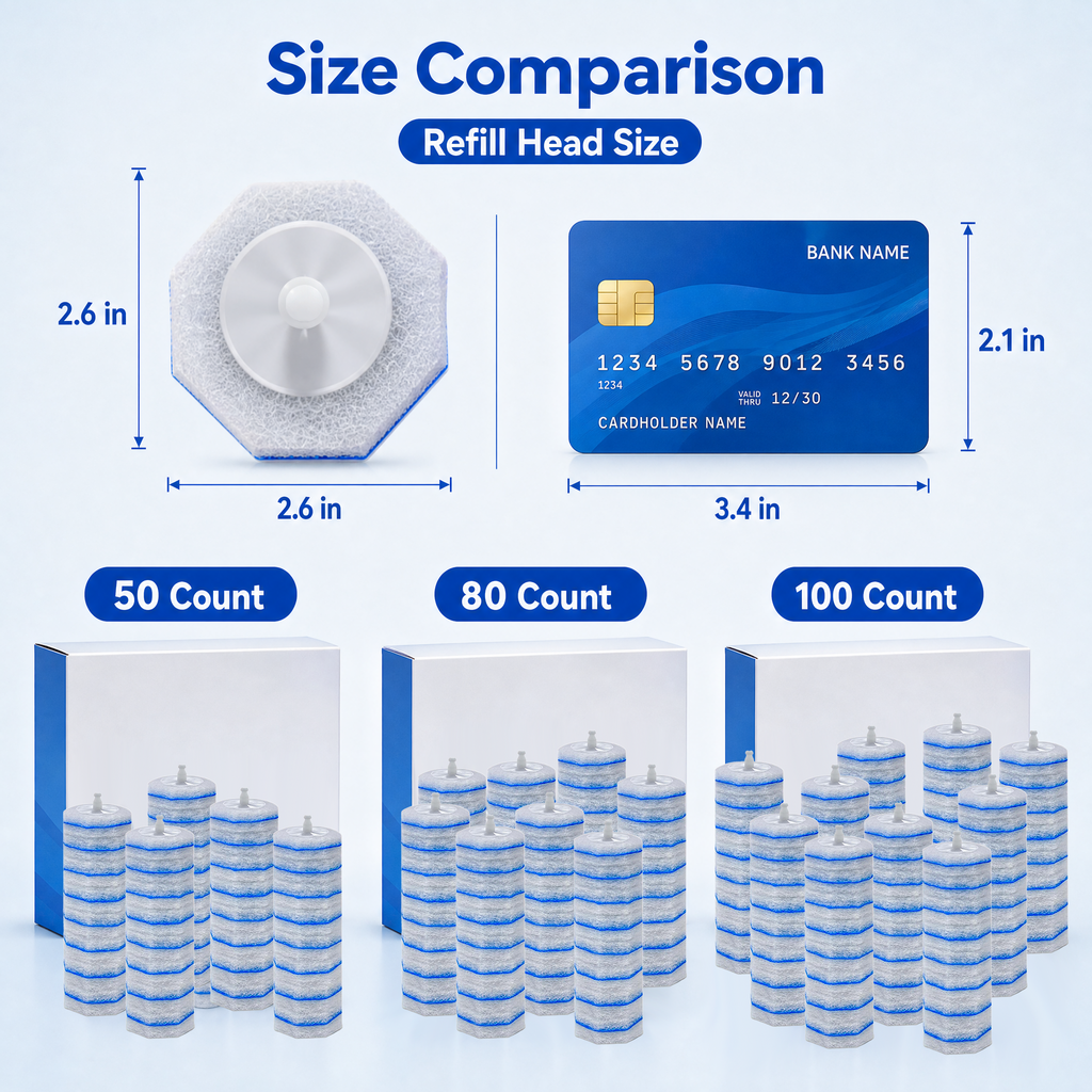 ZQZIQI 80 Count Toilet Wand Refills for Clorox Toilet Wand, 10X Cleaning Power to Toilet Bowl, High-Density Disposable Toilet Brush Scrubber