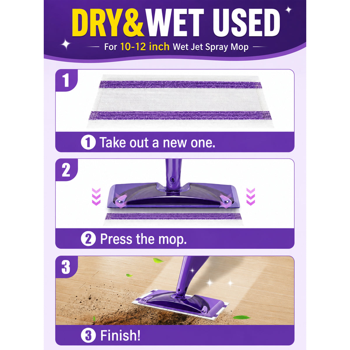 ZQZiQi Disposable WetJet Mopping Pad Refills for Swiffer Spray Mop, Wet & Dry Multi-Surface Absorbent Replacement Cleaning Pads, 40-Count