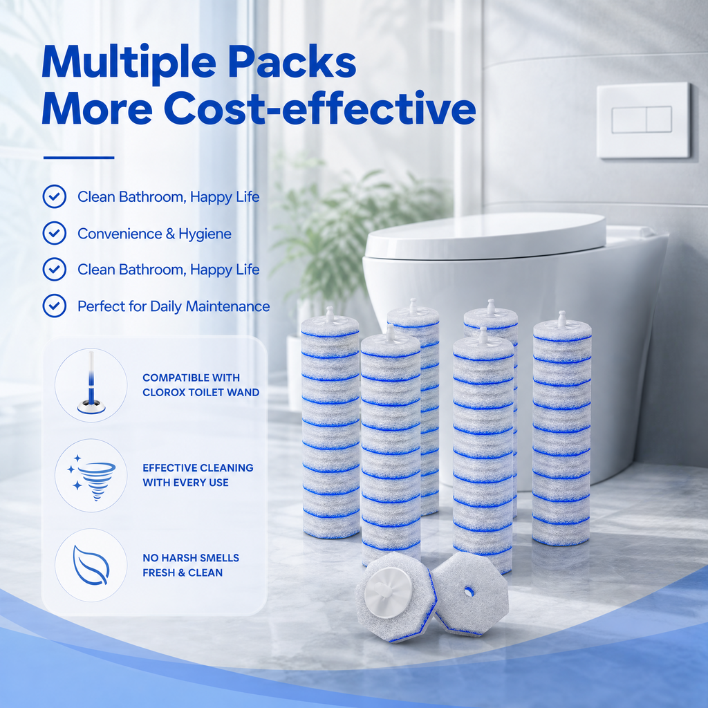 ZQZIQI 80 Count Toilet Wand Refills for Clorox Toilet Wand, 10X Cleaning Power to Toilet Bowl, High-Density Disposable Toilet Brush Scrubber