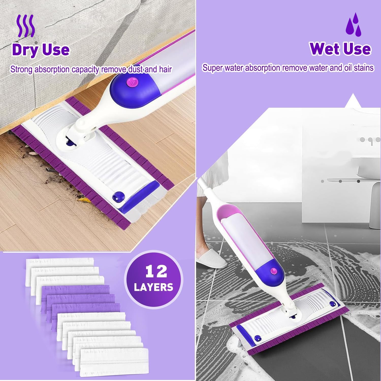 10 Count Power Mop Refills Pads Compatible with Swiffers Power mop