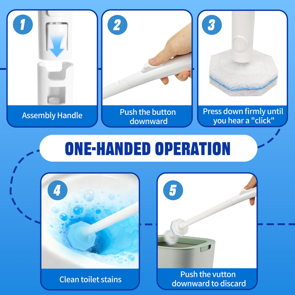ZQZIQI 3-In-1 Toilet Bowl Brush Kit, 6X Cleaning Power, Firm & No Dropping, Wall-Mountable | Pre-filled Toilet Cleaner, with Holder, Caddy & 50 Refill Heads
