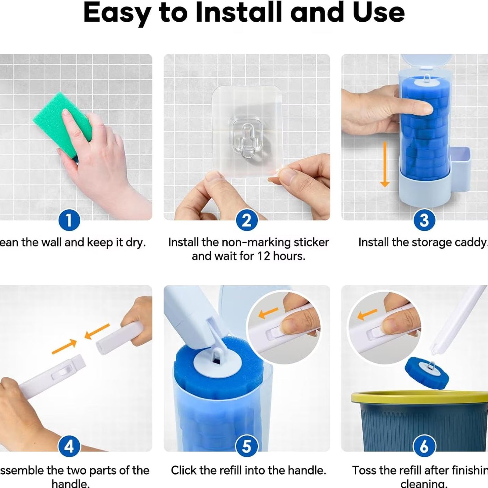 Toilet Bowl Brush with 96 Refills