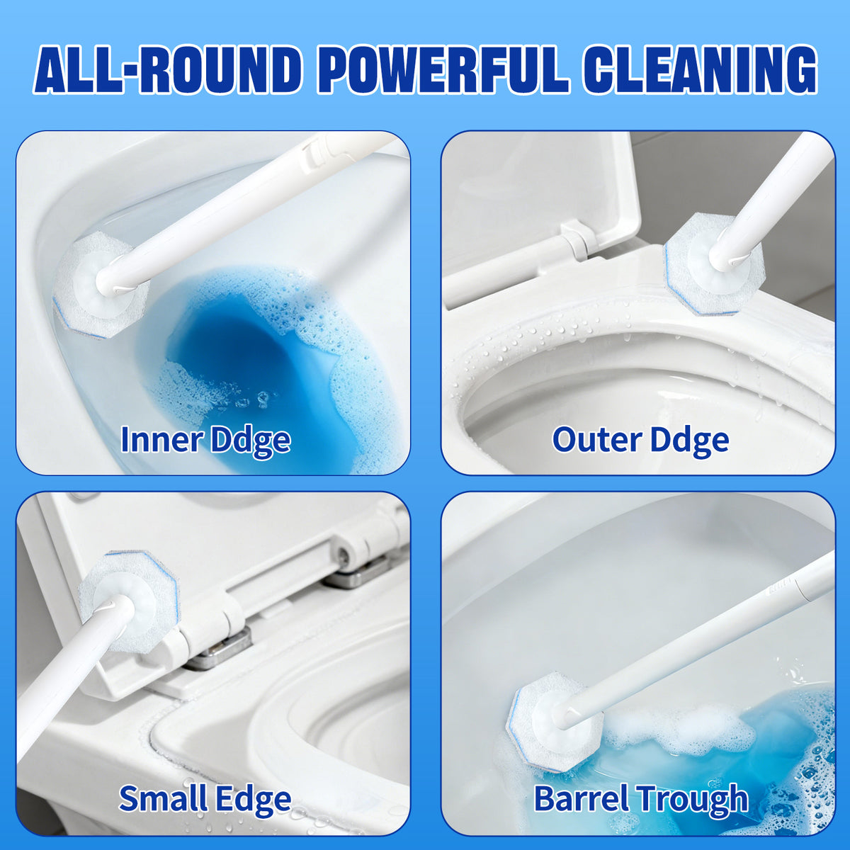 ZQZIQI 3-In-1 Toilet Bowl Brush Kit, 6X Cleaning Power, Firm & No Dropping, Wall-Mountable | Pre-filled Toilet Cleaner, with Holder, Caddy & 50 Refill Heads