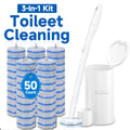 ZQZIQI 3-In-1 Toilet Bowl Brush Kit, 6X Cleaning Power, Firm & No Dropping, Wall-Mountable | Pre-filled Toilet Cleaner, with Holder, Caddy & 50 Refill Heads